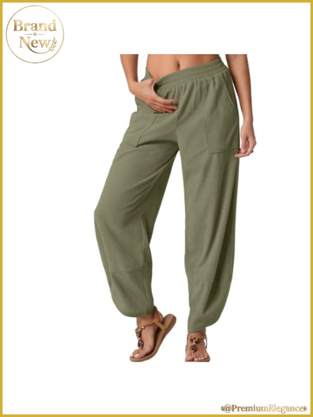 Womens Wide Leg Harem Pants Palazzo Boho Elastic Waist with Pockets